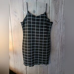SHEIN CURVE MINI Dress Size 2XL Black/White Plaid Grid Pattern